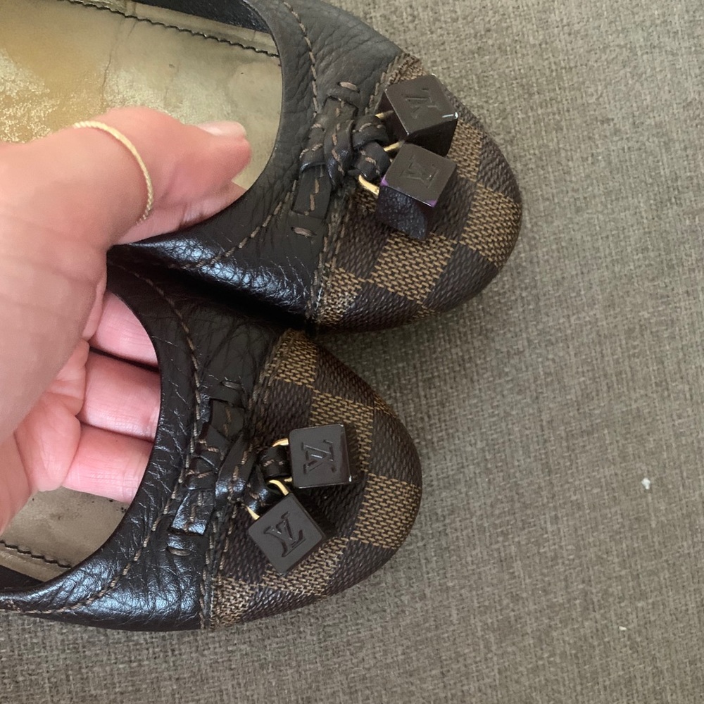Louis Vuitton Damier Logo Flats Brown